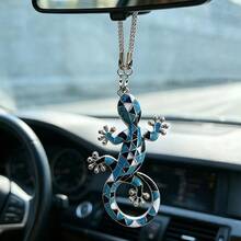 1pc Lucky & Gecko Car Hanging Ornament/Rearview Mirror Pendant/Fun Alloy Chain Car Decoration Gift - Gecko Pendant - View 9