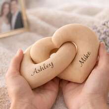 Personalized Engraved Wooden Interlocking Heart, Customized Couple Gift With Name And Date, Wedding Anniversary Keepsake, Rustic Love Decor Gift - H-wooden Heart-shaped Ornament - View 4