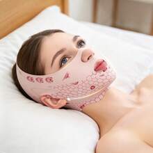1pc Reusable V-Shaped Chin Lifting Mask, Adjustable Elastic Strap, Facial Contour Care Tool, Double Chin Jawline Lifting Trainer, Comfortable Fit Design, Suitable For Daily Beauty Care And Home Facial Use - Multicolor - View 5