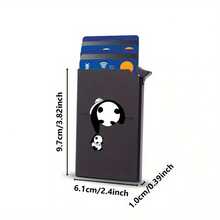 Porta-Cartão Pop-Up Fofo de Panda para Homens e Mulheres, Carteira de Metal RFID com Animal Engraçado, Capas para Cartão - Preto - Visão 3