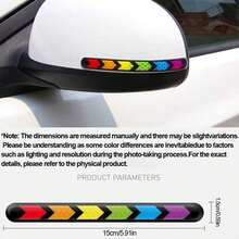 2pcs/4pcs Car Exterior Stickers, Rearview Mirror Reflective Strips, Glow-In-The-Dark Warning Stickers, Car Body Decoration, Anti-Collision Colorful Reflective Stickers - A - View 8