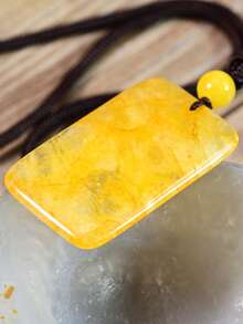Yumfeel Boho Natural Citrine Rectangular Pendant Necklace Hand-Knitted.Unisex Boho Style.Perfect For Everyday And Holidays Wear.The Perfect Gift. - Yellow - View 6