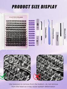 Asiteo 144pcs DIY Eyelash Extension Kit, Includes D Curl Single Lash, Bond & Seal Lash Glue, Lash Remover And Tweezers, Suitable For Home DIY Various Lash Styles, Suitable For Beginners - Multicolor - View 9