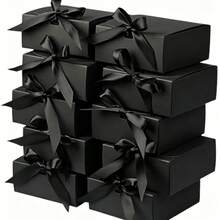 10pcs Black Gift Boxes With Lids, Groomsman Proposal Boxes, Luxury Black Gift Boxes With Ribbons For Wedding, Birthday, Party, Christmas, Bridesmaid, Graduation, Valentine's Day Gift Boxes - B-Black - View 2