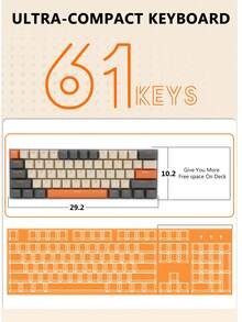 Compact 60% Wired Mechanical Keyboard Magegee 61 Keys RGB Backlit For Windows Laptops And Gaming - View 2