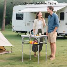 2ft Folding Camping Table, 3 Adjustable Height Small Folding Table With Storage Net Lightweight & Portable With Carry Handle, For Outdoor Indoor Camping Beach Hiking BBQ RV, Blooming Floral - Blooming Floral - View 10