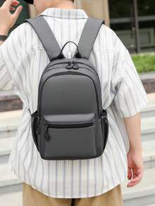 Mochila minimalista de unicolor, mochila para computadora de negocios y desplazamientos para hombres, adecuada para clases de estudiantes universitarios, mochila para viajes de corta distancia - Multicolor - Ver 1