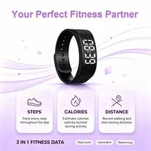1pc Fashionable Daily Versatile Unisex Teenager Multifunctional Bracelet Black Silicone Strap White LED Electronic Screen Pedometer Distance Display Alarm Clock Calorie Timer Sleep Monitoring Vibration Reminder, Suitable For Running Daily Life School Gift Holiday And Other Scenarios - Black - View 5