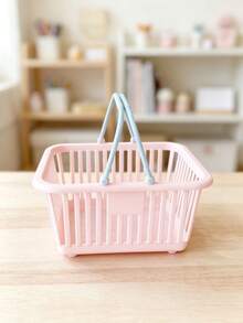 Mini Plastic Handheld Storage Basket With Portable Handle, Hollow Ventilated Organizer Bucket, Macaron Color, Multi-Purpose Desktop Bathroom Dormitory Tray, Suitable For Cosmetics, Small Items, Daily Supplies Storage And Organization - Multicolor - View 17