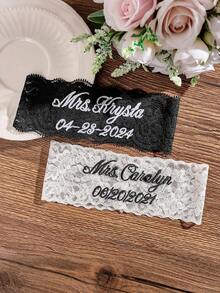 Brand New Custom Design Colorful Lace Garter Set, Personalized/Signable, Sexy Bridal Wedding Accessory, Suitable For Valentine's Day - Multicolor - View 3