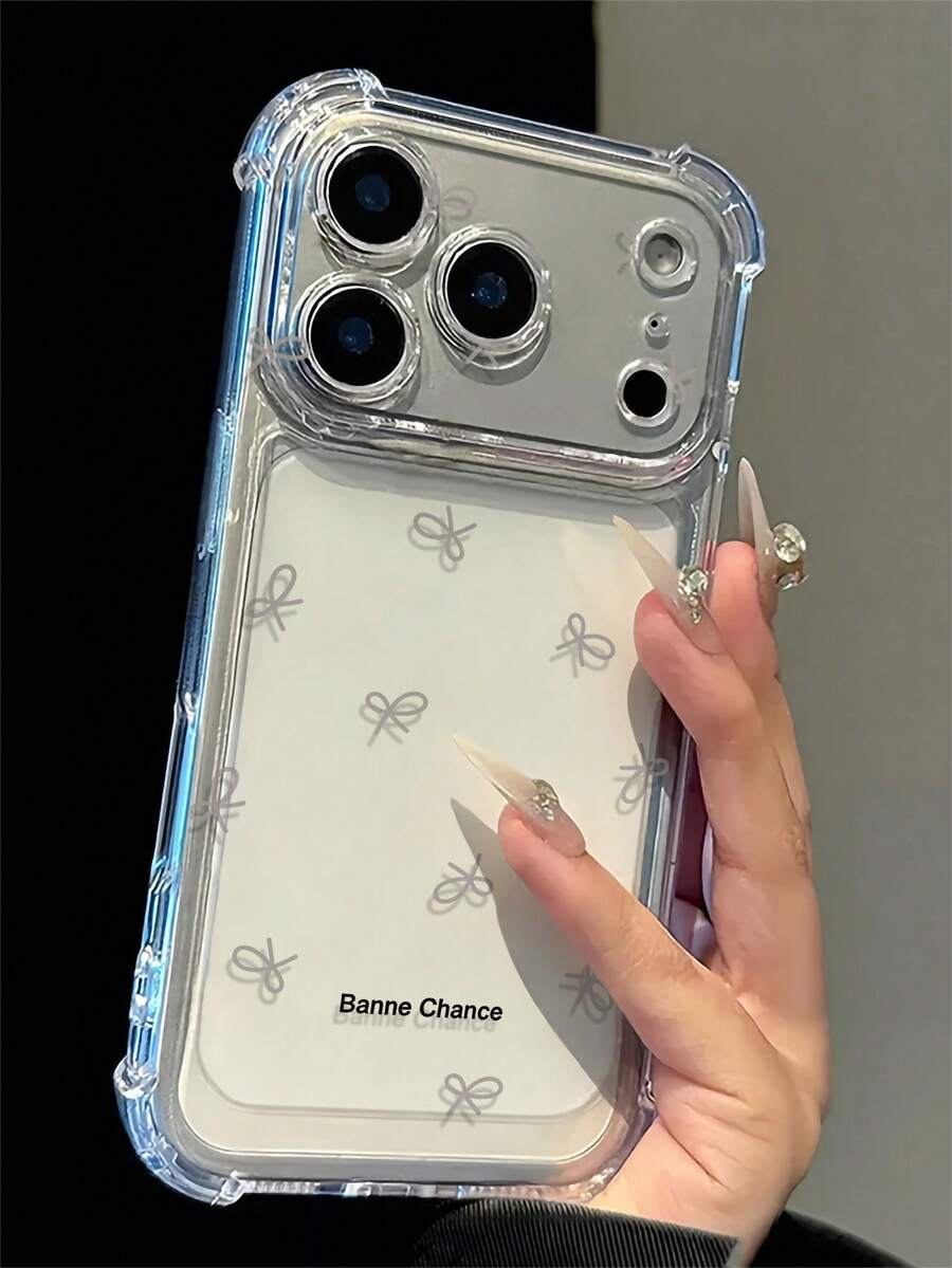 Minimalist Bow Design Anti-Drop Phone Case, Summer Essential Suitable For Daily Use, Compatible With Apple 17e 17/17 Pro/17 Pro Max/16/16 Pro/16 Plus/16 Pro Max/15/15 Pro/15 Plus/14/14 Pro/14 Pro Max/13/13 Pro/13 Pro Max/12/12 Pro/12 Pro Max Back To School Gift Birthday Gift - Clear - View 1