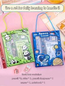 6pcs Student Stationery Set, Learning Stationery Gift, Christmas Eve, Christmas Stationery Gift Set, Includes Pencils, Erasers And Rulers, Suitable For Learning Stationery, Creative Hand-Carried Stationery Gift Box Prize Souvenir, Back To School Season - Multicolor - View 5