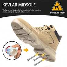 Khaki Steel Toe Work Boots For Men Women Impact Resistant Lightweight Work Shoes Comfortable Industrial Safety Shoes Resistant Durable For Labor Daily - Khaki - View 6