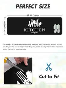 1pc Soft Thick Kitchen Mat, Anti-Slip Anti-Oil Kitchen Mat, Waterproof Kitchen Mat, Stain-Resistant Mat, Machine Washable, Entryway Mat, Kitchen Living Room Laundry Room Bathroom Absorbent Mat, Room Decor - Black - View 12