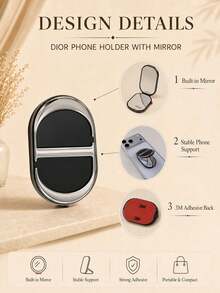 Dior Phone Stand Mirror 6.5*4.7cm, Built-In Makeup Mirror With 3M Strong Adhesive, Supports Phone, Suitable For Personal Use Or As A Gift - Dior Phone Stand Mirror - View 6