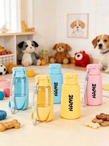 Personalized Custom Pet Water Bottle & Snack Storage 2-In-1 Small Gift, Fashionable & Portable, Suitable For Daily Use, Durable High-Quality Foldable Flip Lid Design, Leak-Proof, 500ml Large Capacity, Solves Your Pet's Drinking Needs - Multicolor - View 4
