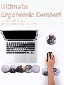 3 PCS Computer Mouse Pads For Desk With Coaster Set, Non-Slip Keyboard Wrist Rest And Mouse Pad Set, Ergonomic Design - View 4