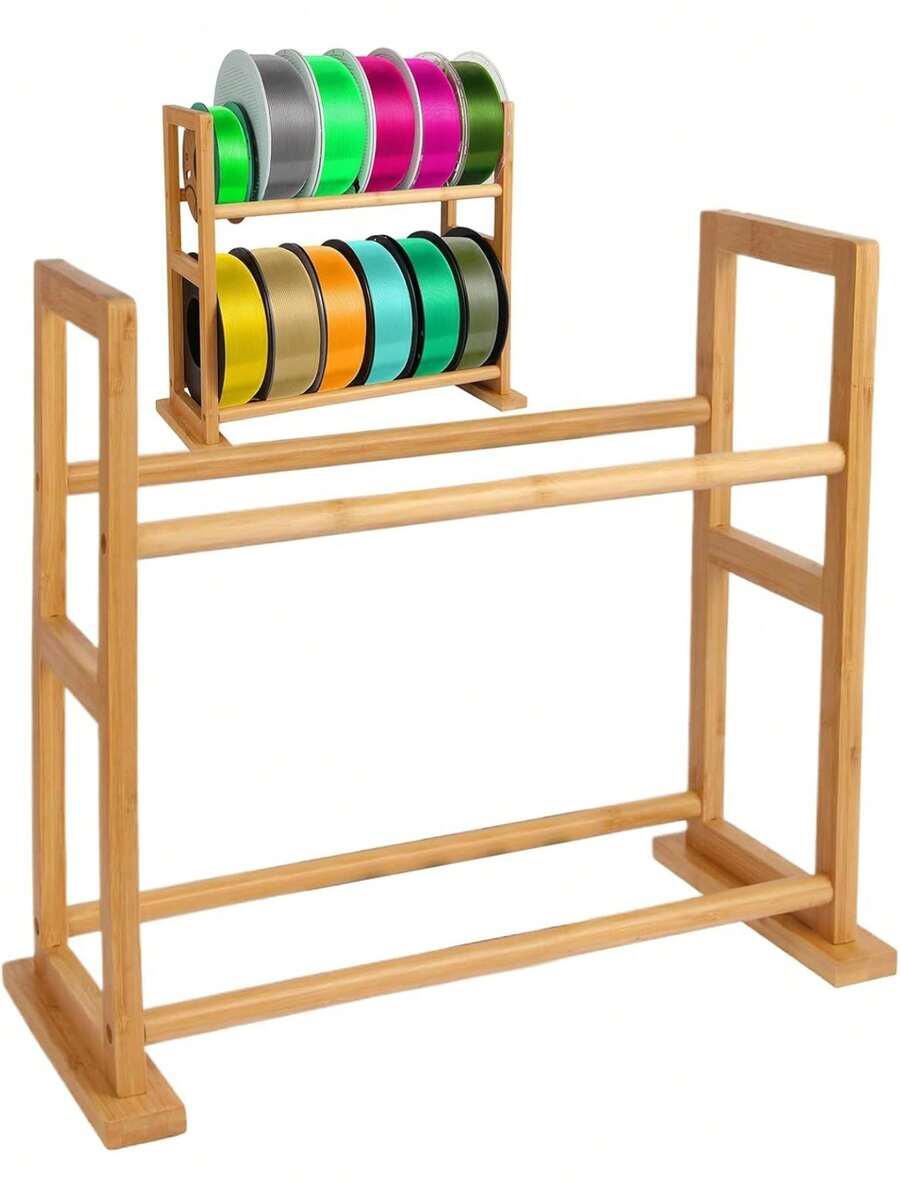 Filament Spool Holder Stand 2-Tier Desk Tabletop Organization Rolling Filament Spool Holders Racks For Home Workshop Studio Enterprises Father's Favorite Gift - View 1
