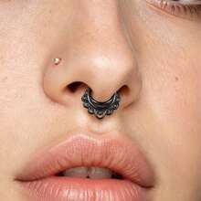 1pc Multi-Loop Hinged Septum Clicker Ring, 316L Stainless Steel Hypoallergenic Click Closure Nose Ring, Suitable For Septum, Helix, Tragus Piercing Jewelry - Round - View 8