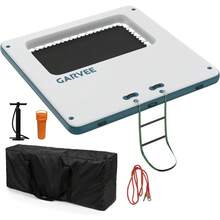 10x10FT Inflatable Floating Dock With 4*7FT Trampoline Mesh Pool, Non-Slip Floating Platform Water Mat With Portable Bag & Detachable Ladder For Lake Pool Beach - B - View 4