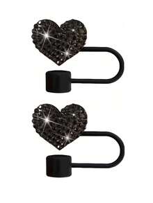 Premium Silicone Straw Cover With Sparkling Rhinestone Heart Decoration, Reusable Beverage Cup Lid, Compatible With 30oz And 40oz Tumblers, Glam Decor Accessory For Women, Suitable For Multiple Holidays And Birthday Gifts - Multicolor - View 31