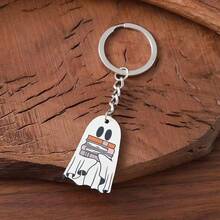 14PCS/Set Halloween Theme Book Ghost Pattern Acrylic Keychain Pendant, Halloween Gift, Small Hanging Decoration Accessory, Holiday Atmosphere Ornament - Multicolor - View 3