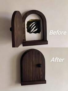 1pc Handmade Wooden Power Outlet Cover (Non-Electric), Handcrafted Wooden Design, Decorative Outlet Cover, Solid Wood Arched Switch Decorative Box, Rustic Country Style, Outlet Wall Cover, Control Panel, Suitable For Living Room Wall, Bedroom Decoration, Home Decor, Applicable To Hotel, B&B, Kitchen Outlet Decorative Box Protection, Enhancing Space Aesthetics - Brown - View 5