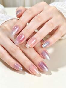20 Pieces Of Semi-Cured Gel Colorful Semi-Transparent Nail Stickers, Requiring UV/LED Light For Gel Nails. Long-Lasting Full Coverage Gel Nail Stickers That Work With Any UV Lamp. Full Nail Set, Perfect DIY Gift For Women And Girls, Nail Decoration. - Multicolor - View 3