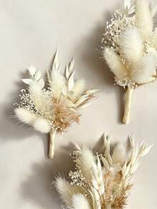 1/2/4/6/12pcs Artificial Mini Flower Bouquets, Home Decor Ornaments, Halloween Christmas Thanksgiving Table Decorations, Wedding Decor Bouquets, Groom & Bride Premium Corsages, Flower Shop Bouquets, Birthday Anniversary Gift Bouquets - White-brown - View 9