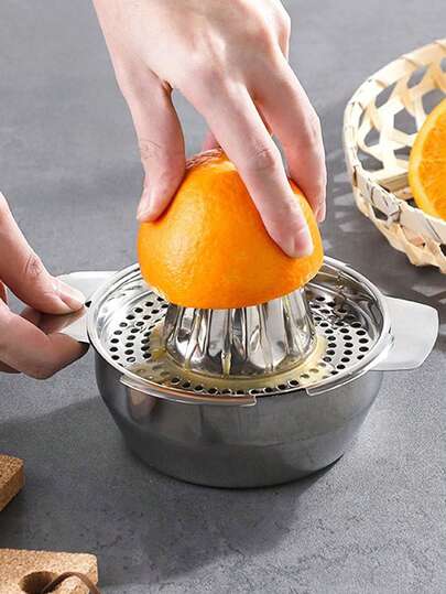 Manual Stainless Steel Citrus Juicer, Lemon Juice Press Tool, Orange Juicer, Portable Handheld Juicer, Metal Finish, Kitchen Accessory, Suitable For Fresh Juice Making, Outdoor Cooking, Camping, Travel, Party, Gift For Family And Friends