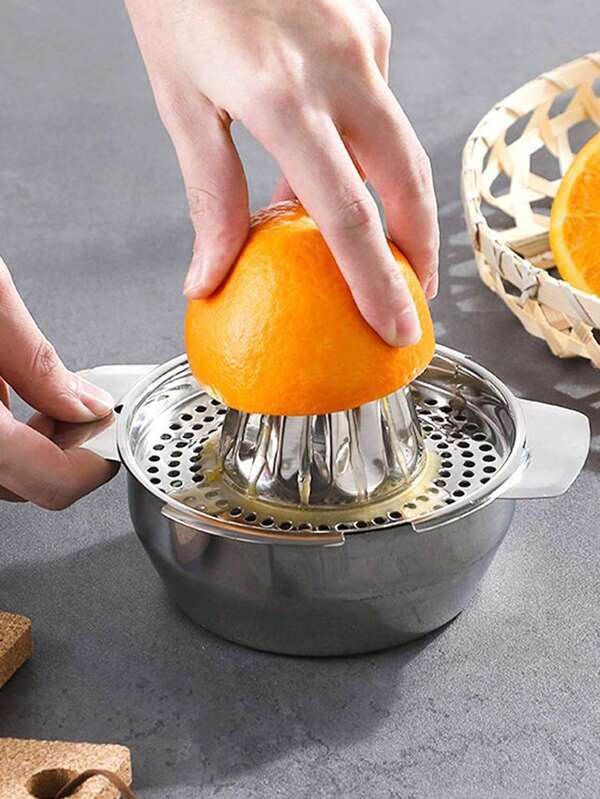 Exprimidor de cítricos manual de acero inoxidable, herramienta para exprimir jugo de limón, exprimidor de naranja, exprimidor portátil de mano, acabado metálico, accesorio de cocina, adecuado para hacer jugo fresco, cocina al aire libre, camping, viajes, fiestas, regalo para familiares y amigos