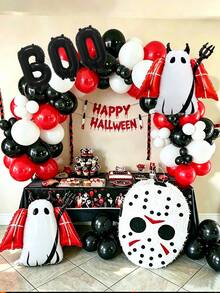 2/6pcs Halloween Theme Balloon Set, Includes Black BOO And Demon Ghost Balloons, Suitable For Halloween, BOO Party, Trick Or Treat, Birthday, Ghost Party, Horror Thriller Theme Decoration - Multicolor - View 7