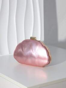 Women's Evening Clutch Bag, Cloud-Shaped Hard Shell Handbag, Gold-Tone Frame Lock, Detachable Chain Strap, Elegant And Glamorous Style, Suitable For Weddings, Banquets And Parties - Pink - View 3