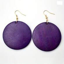 1 Pair Vintage Exaggerated Round Wooden Pendant Earrings - Geometry - View 10