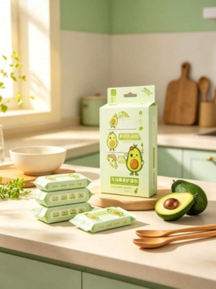 8pcs Mini Avocado Portable Pocket Tissues, Soft And Refreshing, Suitable For Daily Cleaning, Travel Essentials And Personal Hygiene - Random Style - View 1