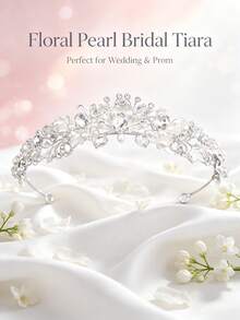 1pc Grace Fashionable & Exquisite Alloy Crown Headband For Wedding Party Decoration For Women Elegant Tiaras - Silver - View 3