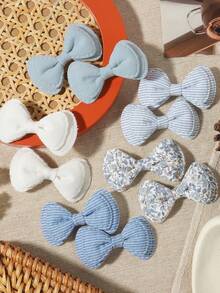 10pcs Vintage Plaid Floral Fabric Bow Hair Clips Set, Sweet Bangs & Loose Hair Accessories - Mixed color - View 15