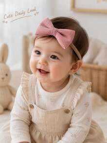 5 Pcs Baby Girls' Cute Colorful Bow Elastic Headbands, Sweet Soft Knit Solid Color Bow Headbands, Gift For Daughter, Cute Kids' Hair Accessories. - Multicolor - View 5