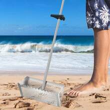 Foldable Stainless Steel Sand Sifter, Shark Tooth Design, Corrosion-Resistant Durable Metal Beach Shovel, Portable Outdoor Digging Tool, Suitable For Sand Sifting, Shark Tooth Collecting, Beach Digging And Various Beach Outdoor Activities - A - View 1