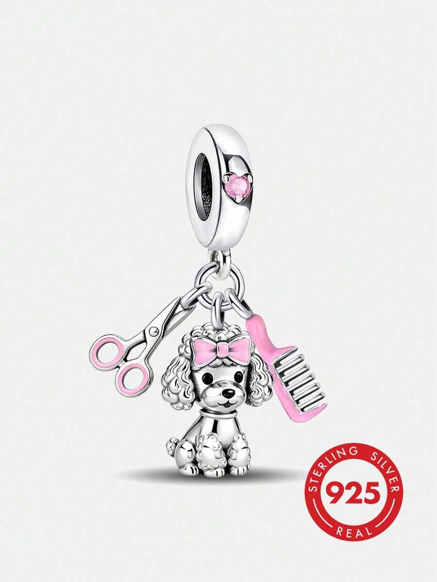 1pc Fashion Poodle Pendant, Suitable For Women's Bracelet, Bangle, DIY Jewelry Making - Style 2 - View 1