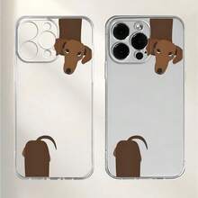 1 pieza Funda de teléfono TPU con cobertura completa, diseño de perro salchicha y carcasa transparente - Multicolor - Ver 3