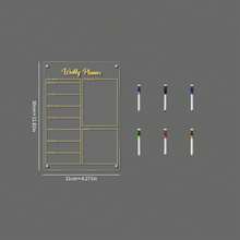 1pc Transparent Acrylic Weekly Planner Board, Gold/White/Black Optional, Magnetic Fridge Attachment Dry Erase Schedule Memo Board, Home Shopping List Note Message Board - Multicolor - View 12