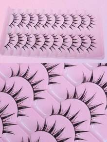 10/7 Pairs Natural Cartoon Style 3D Faux Mink False Eyelashes, Soft Lively Natural Realistic, Eyelash Extension Strip False Eyelashes - Black - View 4