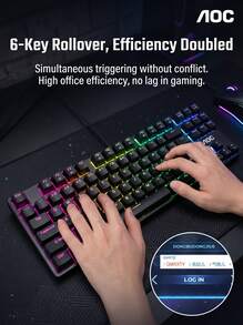AOC KM100 Keyboard And Mouse Set Is A Great Tool For Gaming. Colorful Backlight Ignites The Gaming Atmosphere. Mechanical Keyboard + Gaming Mouse With Precise Linkage. Splash-Proof Protection. White - White - View 7