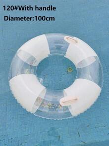 1pc Macaron Color Block Transparent Sequin Swim Ring With Handle, Adult Inflatable Pool Float, Suitable For Beach Swimming, Pool Inflatable Float, Beach Essential Pool Float Ring - Multicolor - View 9