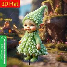 2D Flat Acrylic Green Elf Bonsai Decoration, Outdoor Decor, Suitable For Yard, Lawn And Garden Decoration - Realistic Details, Perfect Gift For All Seasons - A - View 6