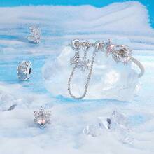 Bamoer Winter Ice Series Silver Charms, Snowflake Iridescent Moon Glass Beads Fit Bracelet DIY Accessories - Silver - View 6
