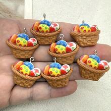 5/10pcs Resin Easter Egg Pendants, Suitable For DIY Jewelry Making, Perfect For Party Accessories, Earrings, Necklaces, Bag Charms - Basket Of Colorful Eggs Pendant - View 5