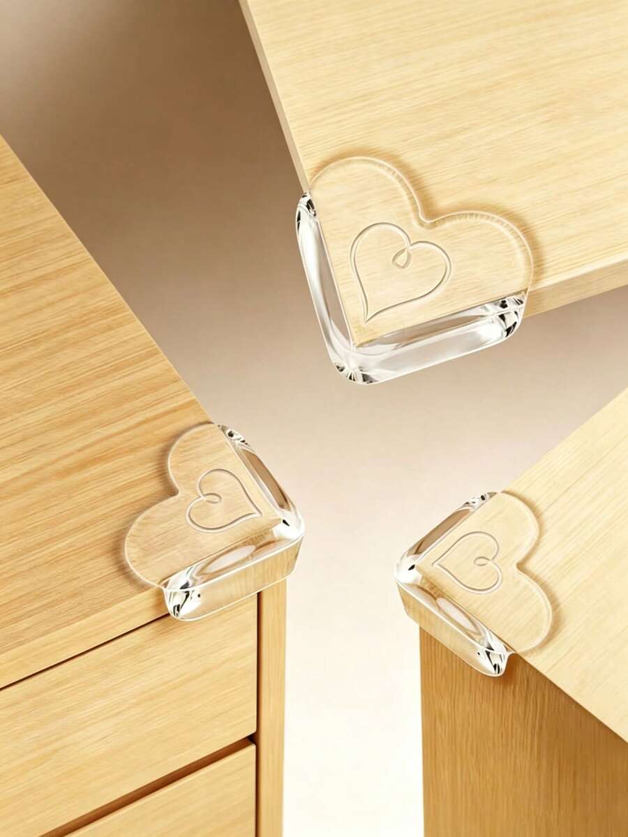 5/10/15PCS Clear Heart Shaped Table Corner Protectors, Transparent Anti Collision Corner Guards, Baby Furniture Edge Bumpers, Invisible Table Desk Cabinet Corner Cushion Cover For Kids Child Proofing - Heart-shaped - View 1