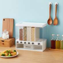 6-Compartment Multifunctional Dry Food Dispenser, Grain And Muesli Storage Container, Rice Dispenser With Graduated Measuring Cup For Household, Kitchen And Pantry Organization - 查看 4